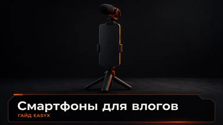 Смартфон на штативе с микрофоном как символ выбора для видеоблогов