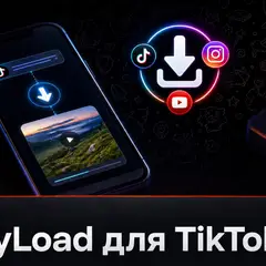 Аватар EasyLoad и смартфон на тёмном фоне как символ скачивания TikTok через Telegram