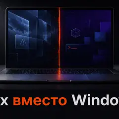 Ноутбук с абстрактным выбором между Linux и Windows