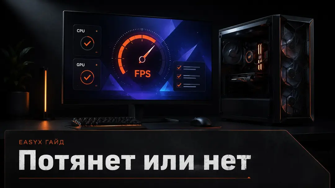 Игровой компьютер с индикатором FPS и проверкой комплектующих