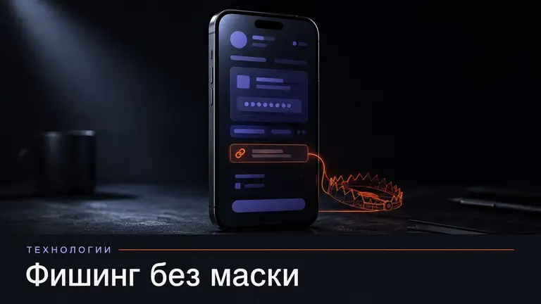 Смартфон с поддельной страницей оплаты на тёмном столе