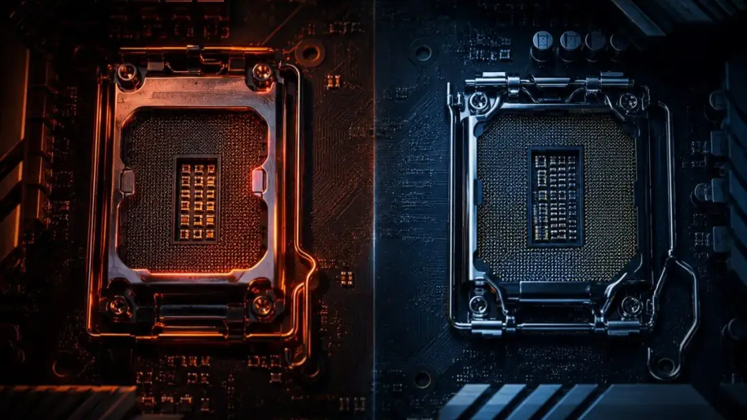 Два сокета процессора в контрастной подсветке — AM5 и LGA 1851