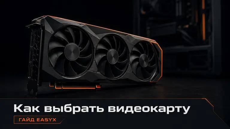 Видеокарта на тёмном рабочем столе как символ выбора GPU для ПК