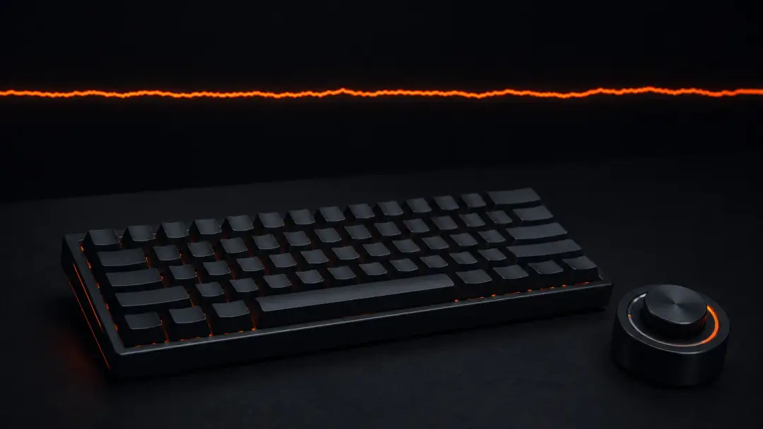 Клавиатура и ровная световая линия как символ стабильной настройки FPS