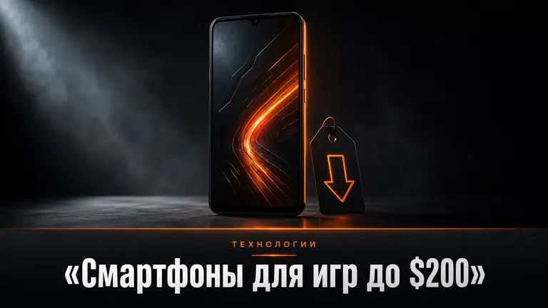 Бюджетный смартфон на тёмном столе как символ выбора игрового телефона до 200 долларов