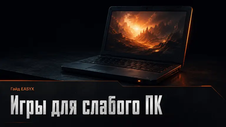 Старый ноутбук с мягким игровым свечением как символ игр для слабого ПК