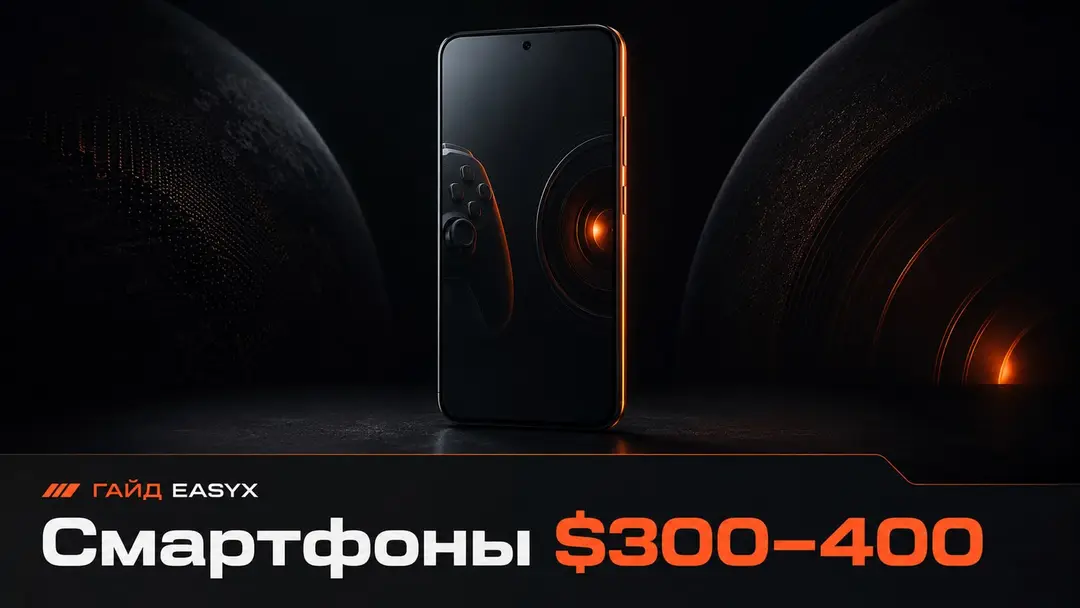 Смартфон на тёмном фоне как символ выбора модели за 300–400 долларов для игр и контента