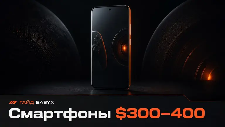 Смартфон на тёмном фоне как символ выбора модели за 300–400 долларов для игр и контента