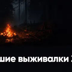 Одинокий костёр в тёмном лесу с оранжевым светом