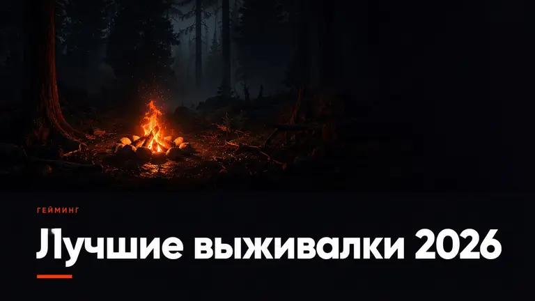 Одинокий костёр в тёмном лесу с оранжевым светом