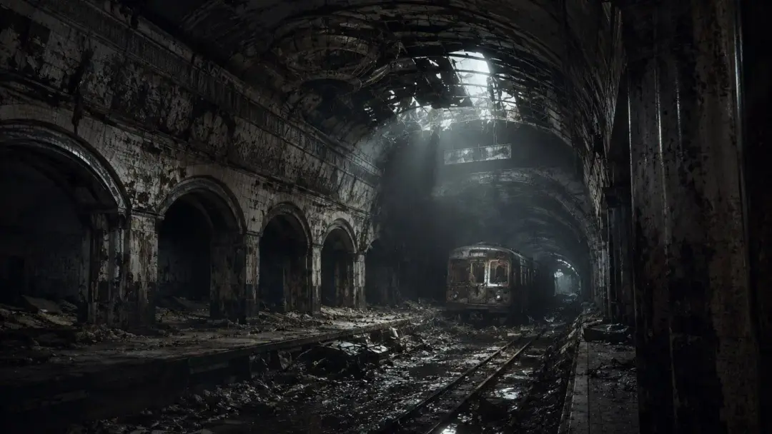 Концепт-арт разрушенной станции московского метро из Metro 2039