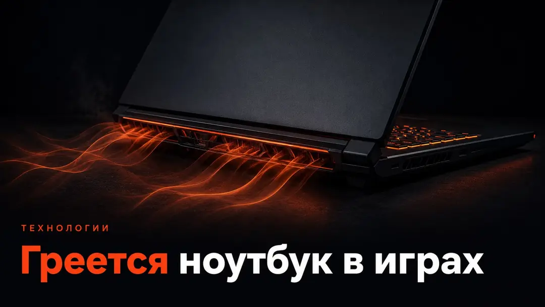 Игровой ноутбук с горячим воздухом из решёток как символ перегрева в играх