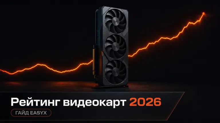 Видеокарта на тёмном фоне как символ рейтинга GPU 2026 года