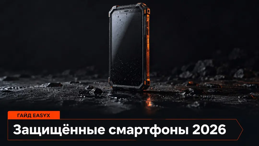 Защищённый смартфон на тёмной влажной поверхности как символ рейтинга rugged-моделей 2026 года