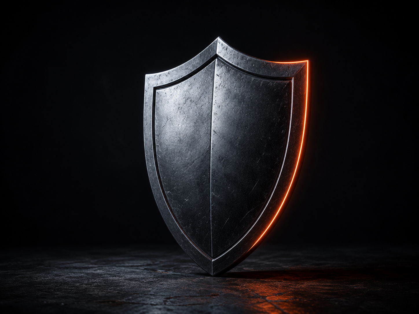 Металлический щит на тёмном фоне как символ системной защиты Windows