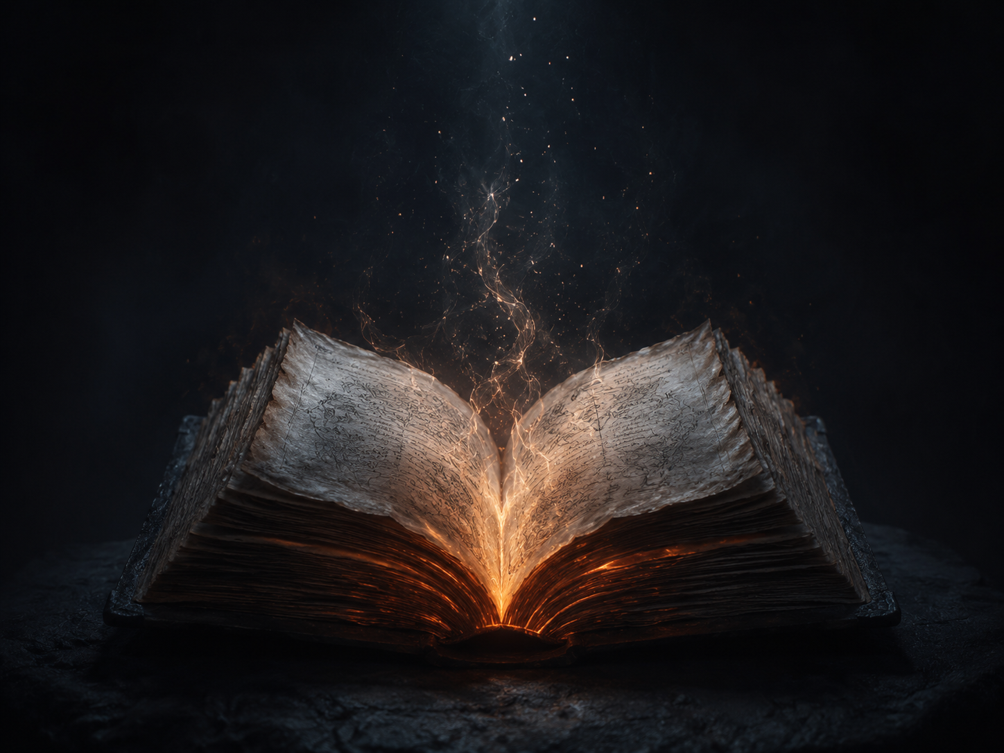 Древняя книга с мягким элементальным светом